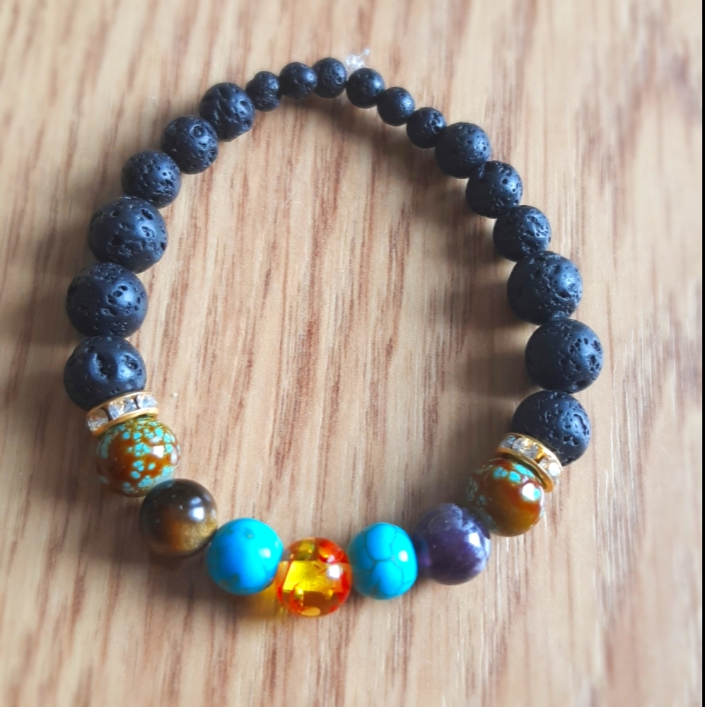 Custom crystal stone lava stone bracelets